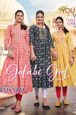 Diya Trends Gulabi Girl Vol 1 by Kajal Style Cotton Kurti Catalog 8 Pcs