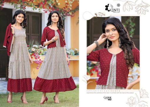 Kinti Crystal Vol 8 Kurti with Jacket Rayon Catalog 8 Pcs 4 510x364 - Kinti Crystal Vol 8 Kurti with Jacket Rayon Catalog 8 Pcs