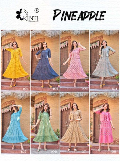 Kinti Pineapple Kurti with Jacket Rayon Catalog 8 Pcs 9 510x680 - Kinti Pineapple Kurti with Jacket Rayon Catalog 8 Pcs