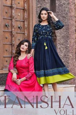 Kinti Tanisha Vol 1 Rayon Kurti Catalog 8 Pcs