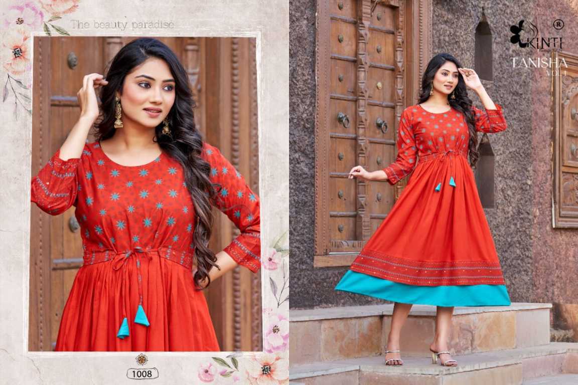 Kinti Tanisha Vol 1 Rayon Kurti Catalog 8 Pcs Suratfabric