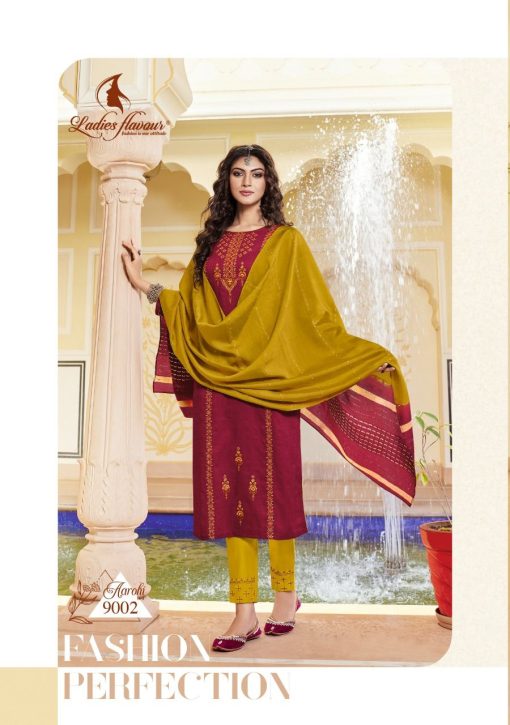 Ladies Flavour Aarohi Vol 9 Kurti with Bottom Dupatta Chinon Catalog 6 Pcs 4 510x725 - Ladies Flavour Aarohi Vol 9 Kurti with Bottom Dupatta Chinon Catalog 6 Pcs