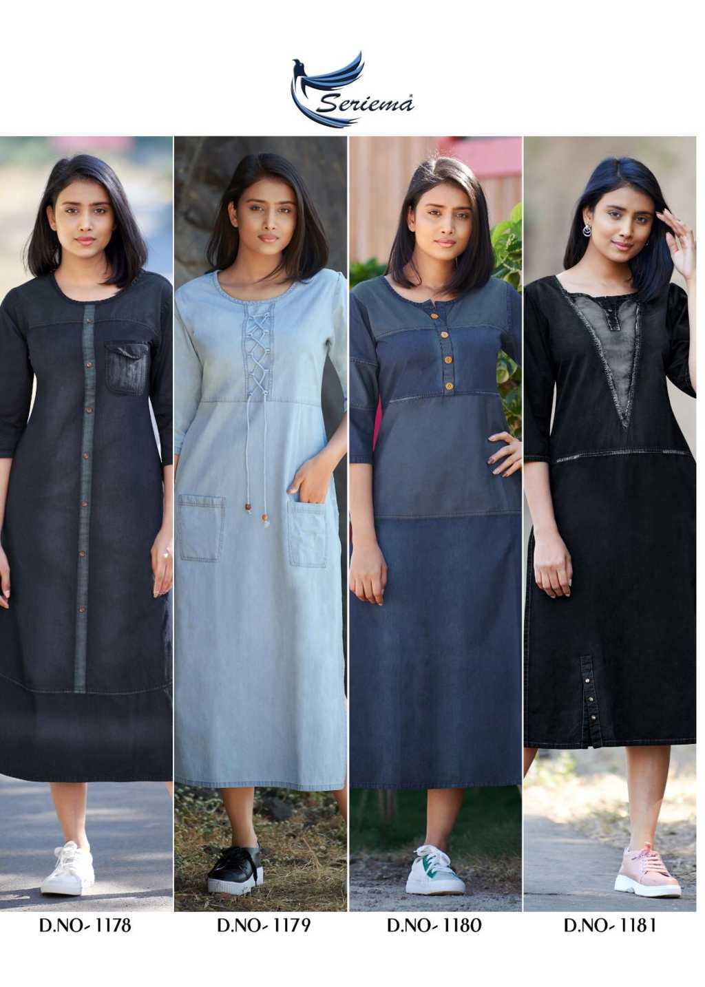 Vinay Tumbaa Blue Denim Kurti XL Size - Jhanvi Fashions