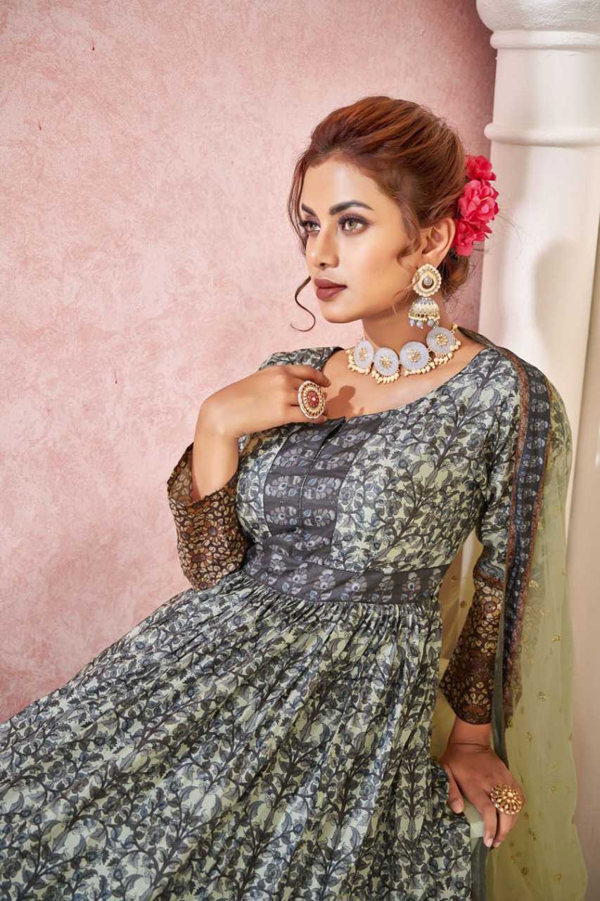 Buy Embroidered Silk Green Party Wear Kurti : 241116 -