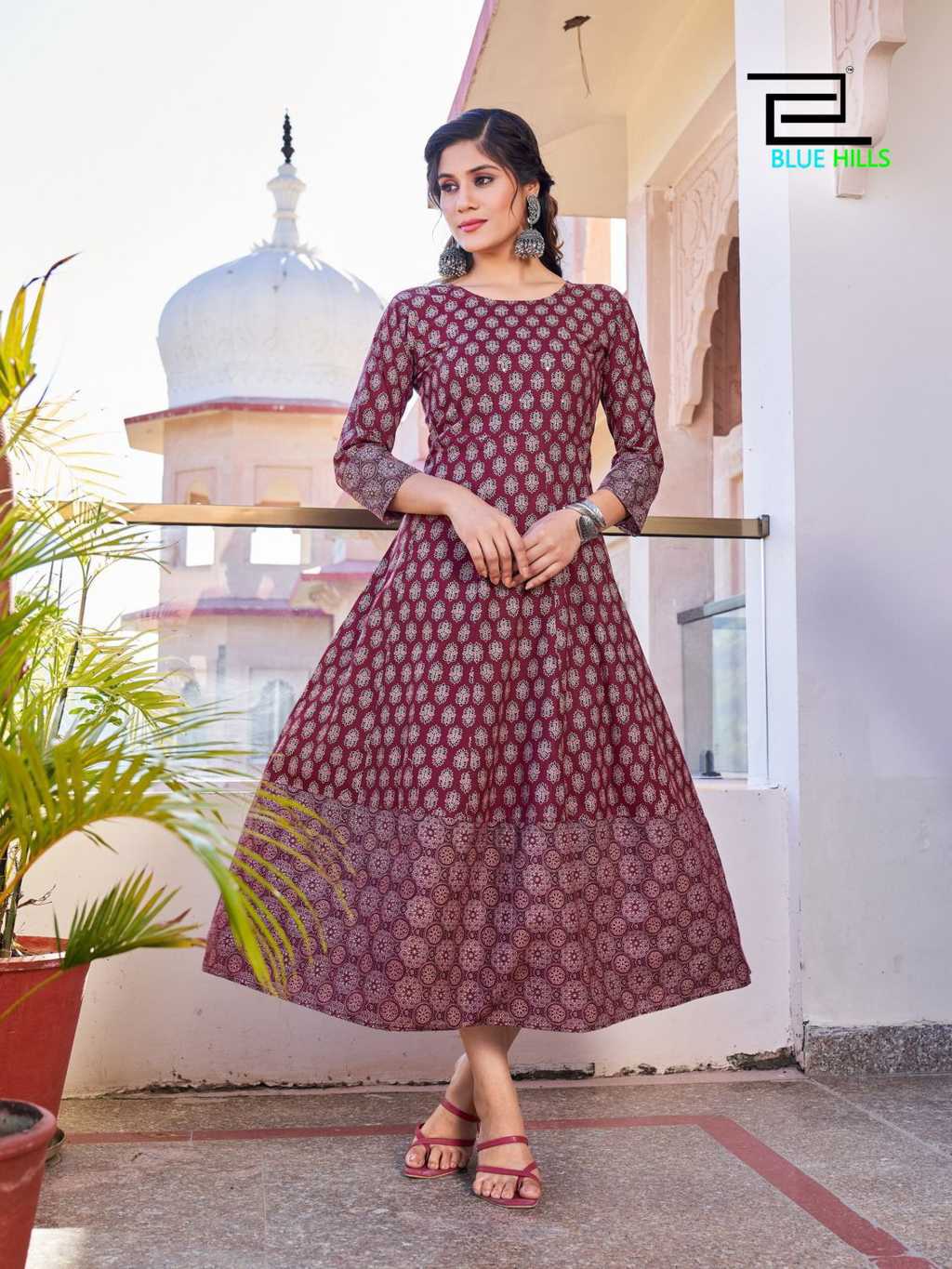 Pure Cotton Stylish Long Length Kurtis Online Shopping Full Sleeve Kurta