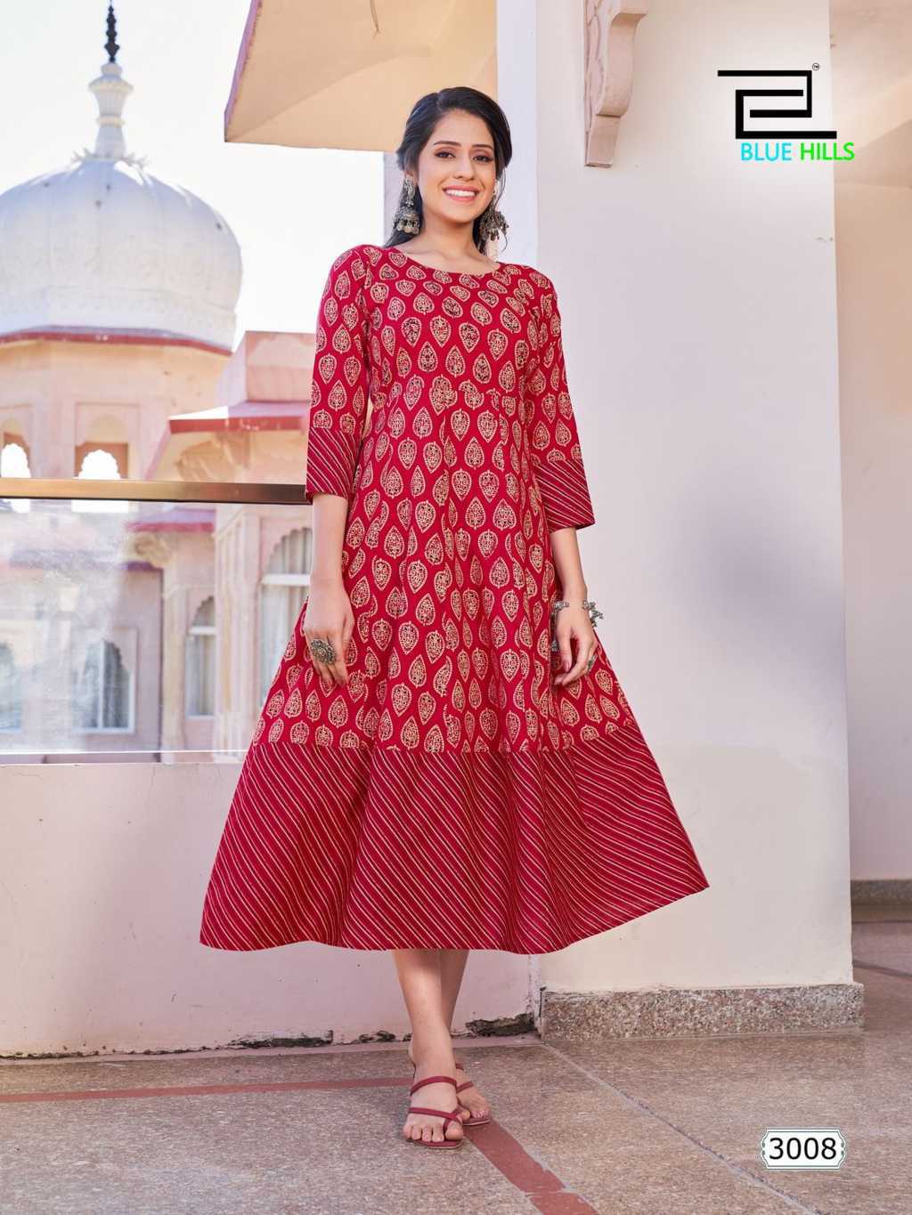 Medium Red Lining Print Cotton Kurti at Rs 425/piece in Jaipur | ID:  26391140933