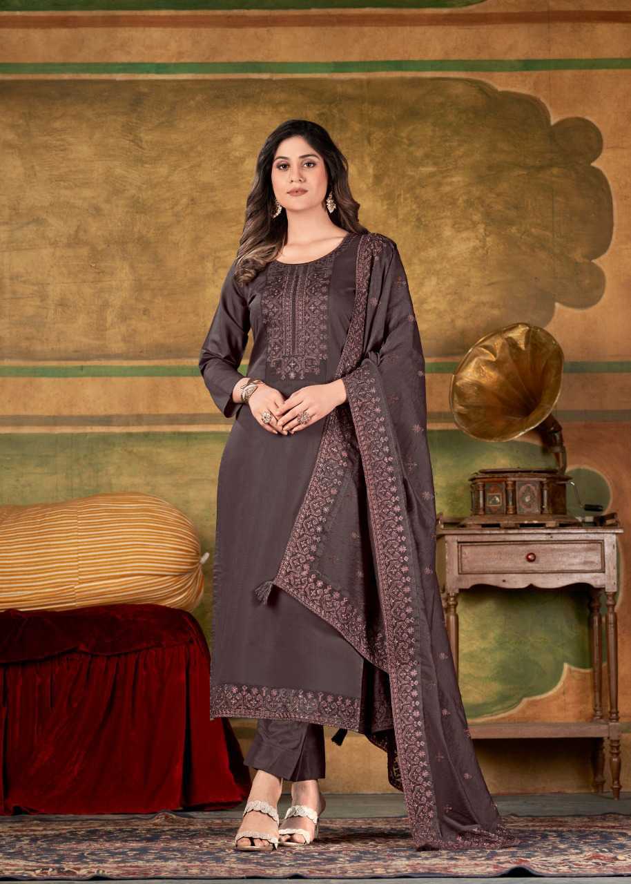 Raw silk salwar suit with Bandhej Dupatta