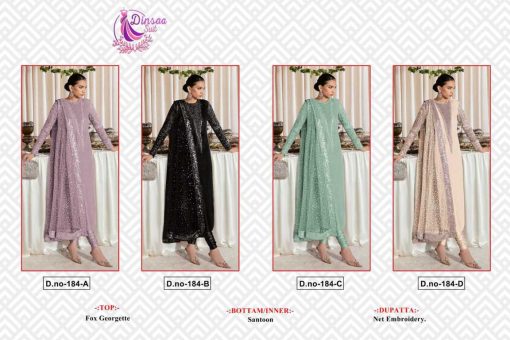 Dinsaa DS 184 Georgette Salwar Suit Catalog 4 Pcs 5 510x340 - Dinsaa DS 184 Georgette Salwar Suit Catalog 4 Pcs