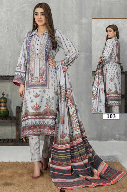 Sana Samia Luxury Lawn Print Collection Salwar Suit Catalog 6 Pcs