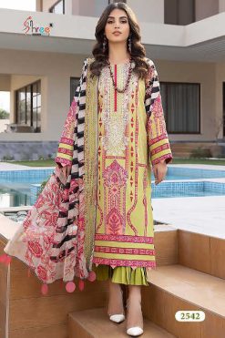 Shree Fabs Sana Safinaz Embroidered Dupatta Collection Chiffon Cotton Salwar Suit Catalog 6 Pcs