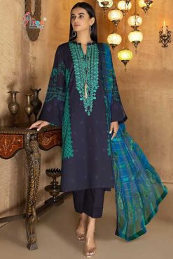 Shree Fabs Sapphire Vol 1 Embroidered Dupatta Collection Cotton Chiffon Salwar Suit Catalog 5 Pcs