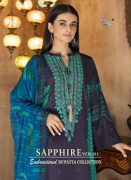 Shree Fabs Sapphire Vol 1 Embroidered Dupatta Collection Cotton Chiffon Salwar Suit Catalog 5 Pcs 4 510x702 - Shree Fabs Sapphire Vol 1 Embroidered Dupatta Collection Cotton Chiffon Salwar Suit Catalog 5 Pcs