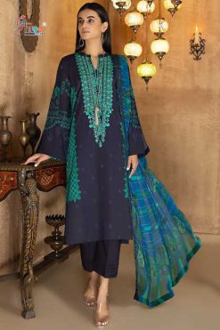 Shree Fabs Sapphire Vol 1 NX Embroidered Dupatta Collection Cotton Chiffon Salwar Suit Catalog 4 Pcs