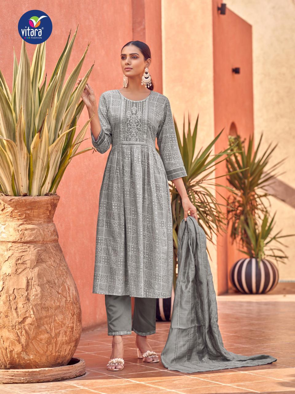 Embroidery Party Wear Women's Nyra cut Long Kurti – mahezon