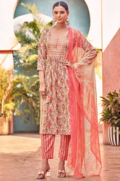 Vitara Brinton Kurti with Dupatta Bottom Cotton Catalog 4 Pcs