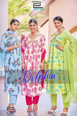 Blue Hills Dolphin Kurti with Dupatta Bottom Rayon Catalog 8 Pcs