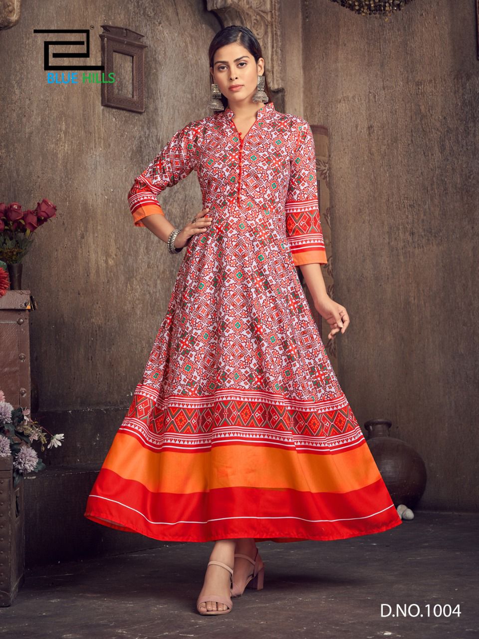 Patola Printed Kaftan Style Kurti Set... | Designer kurti patterns, Designer  dresses indian, Kaftan style