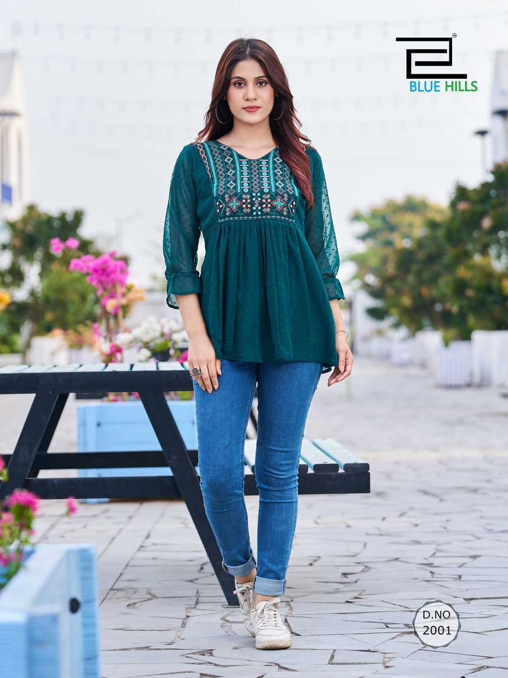Buy Teal Georgette Embroidered Casual Kurti Online : Indian Ethnic Wear -  Kurtis & Tunics