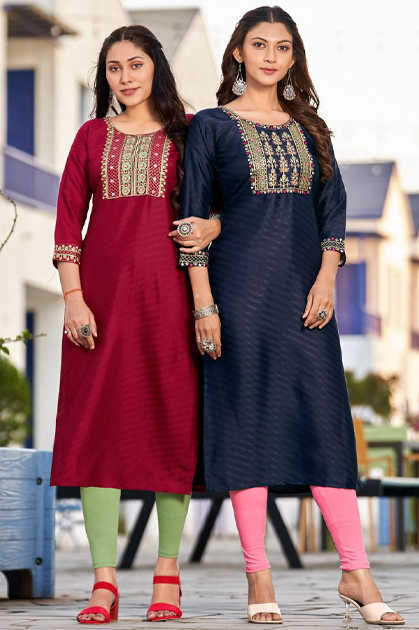 Buy Reyon Gold Printed Kurti collection at Rs. 6.65 online from Royal  Export Cotton Kurtis Wholesale : RE1201