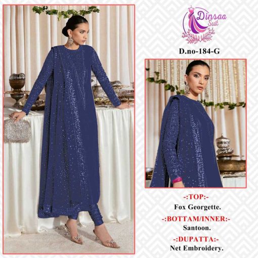 Dinsaa DS 184 E H Georgette Salwar Suit Catalog 4 Pcs 1 510x510 - Dinsaa DS 184 E-H Georgette Salwar Suit Catalog 4 Pcs