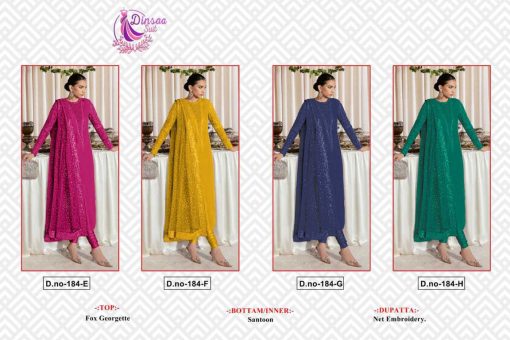 Dinsaa DS 184 E H Georgette Salwar Suit Catalog 4 Pcs 11 510x340 - Dinsaa DS 184 E-H Georgette Salwar Suit Catalog 4 Pcs