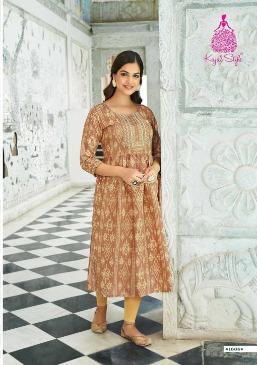 Kajal Style Kesariya Vol 1 Nayra Cut Chaderi Kurti Catalog 8 Pcs 3 510x725 - Kajal Style Kesariya Vol 1 Nayra Cut Chaderi Kurti Catalog 8 Pcs