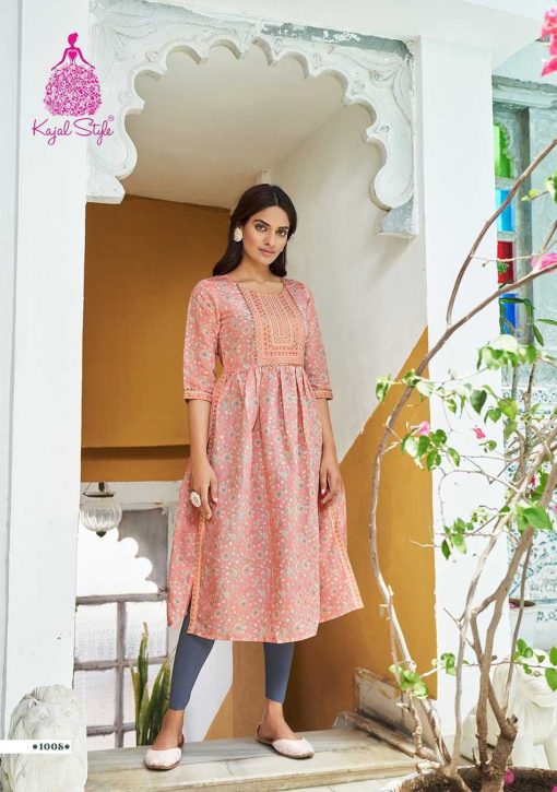 Kajal Style Kesariya Vol 1 Nayra Cut Chaderi Kurti Catalog 8 Pcs 6 510x725 - Kajal Style Kesariya Vol 1 Nayra Cut Chaderi Kurti Catalog 8 Pcs