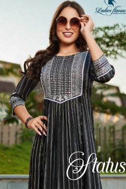 Ladies Flavour Status Nayra Cut Rayon Kurti Catalog 6 Pcs