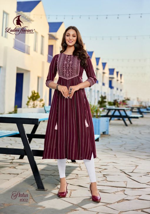 Ladies Flavour Status Nayra Cut Rayon Kurti Catalog 6 Pcs 4 510x725 - Ladies Flavour Status Nayra Cut Rayon Kurti Catalog 6 Pcs