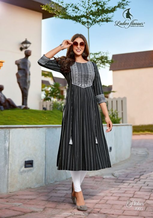 Ladies Flavour Status Nayra Cut Rayon Kurti Catalog 6 Pcs 7 510x725 - Ladies Flavour Status Nayra Cut Rayon Kurti Catalog 6 Pcs