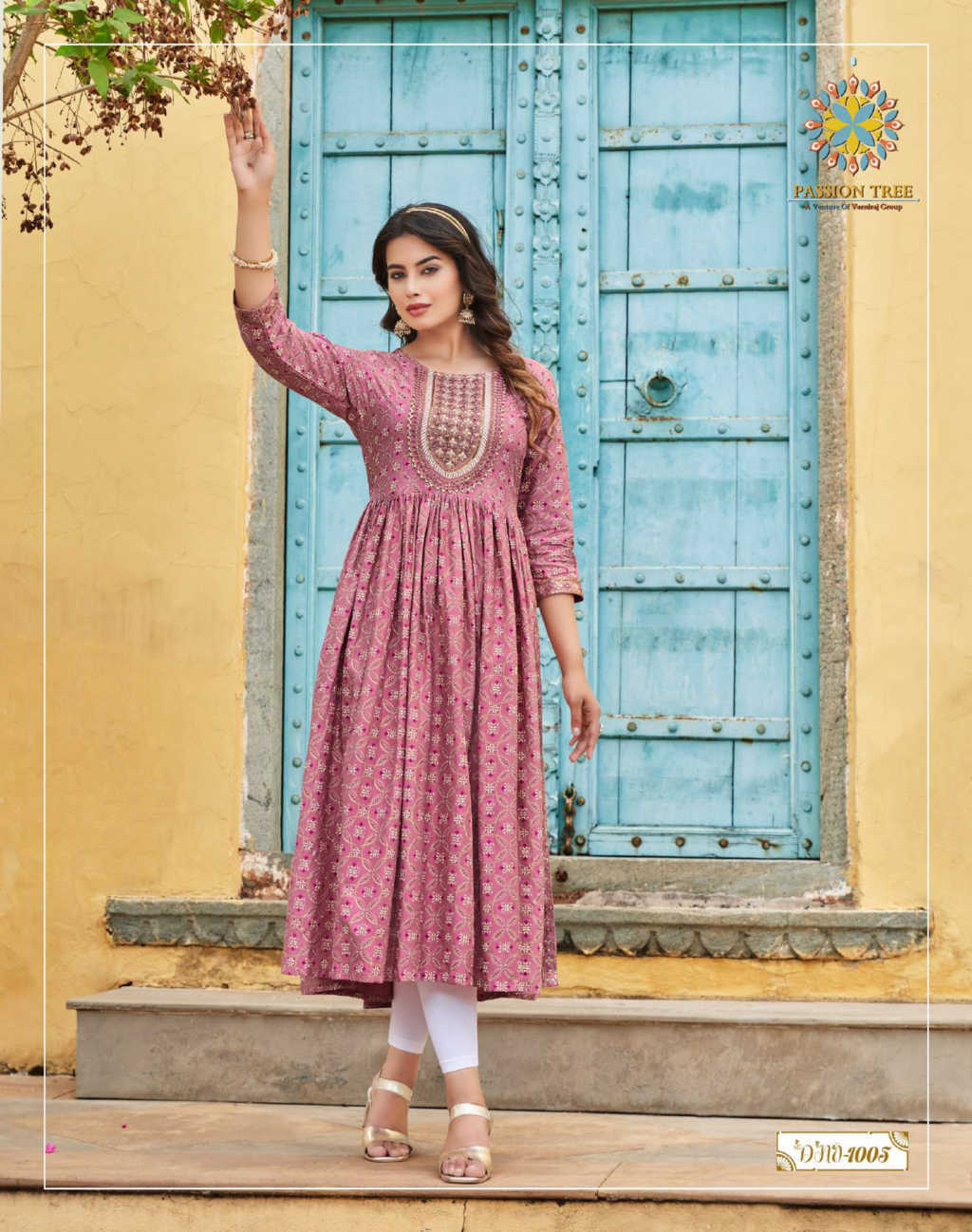 Cotton Printed Designer Kurti in Pink