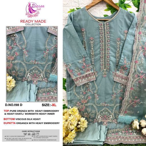 Dinsaa DS 198 Organza Readymade Salwar Suit Catalog 4 Pcs 5 510x510 - Dinsaa DS 198 Organza Readymade Salwar Suit Catalog 4 Pcs