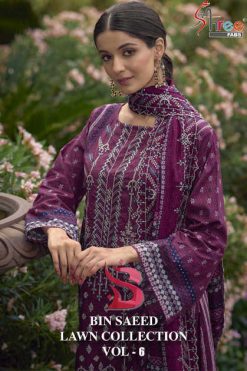 Shree Fabs Bin Saeed Lawn Collection Vol 6 Salwar Suit Catalog 6 Pcs