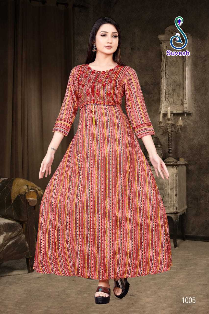 vannesa by we rayon viscose fancy designer kurtis latest design 2023