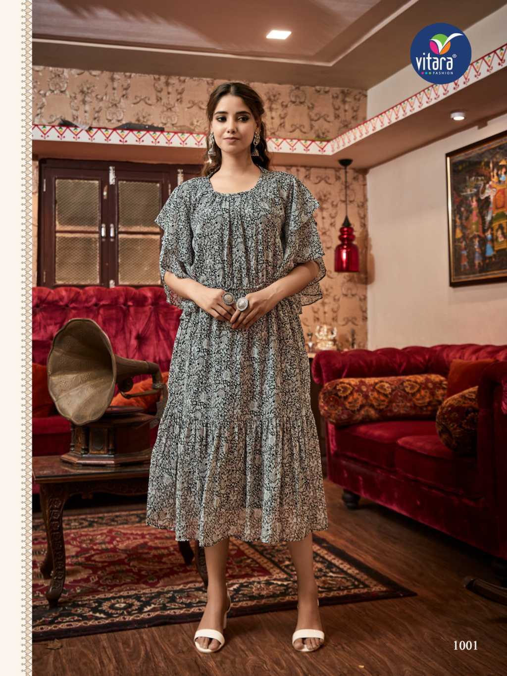 Hk D No 1548 Georgette With Fancy Chikankari Embroidery Work Long Kurti  With Plazzo Set Wholesaler