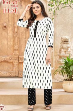 Balaji Cotton Ikkat Kurti with Pant Catalog 8 Pcs