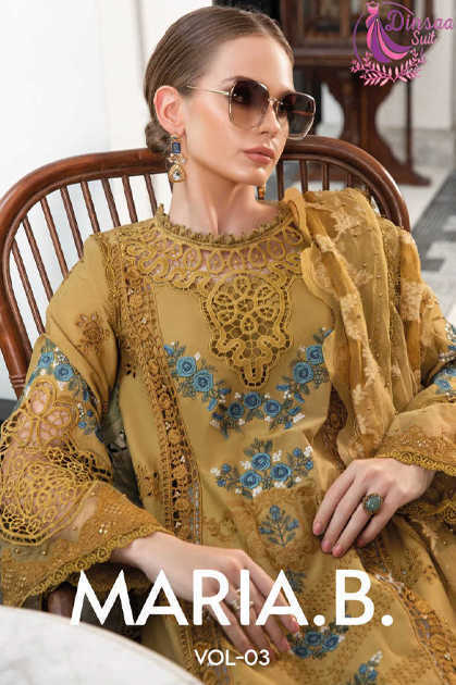 Dinsaa Maria B Vol 3 Cotton Salwar Suit Catalog 3 Pcs