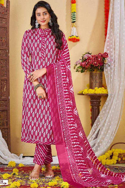 Buy GULABI DORI Yellow Bandhani Cotton Suit Set (Set of 3) online