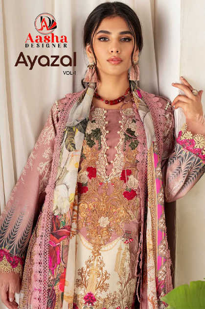 Aasha Ayazal Vol 1 Cotton Chiffon Salwar Suit Catalog 3 Pcs