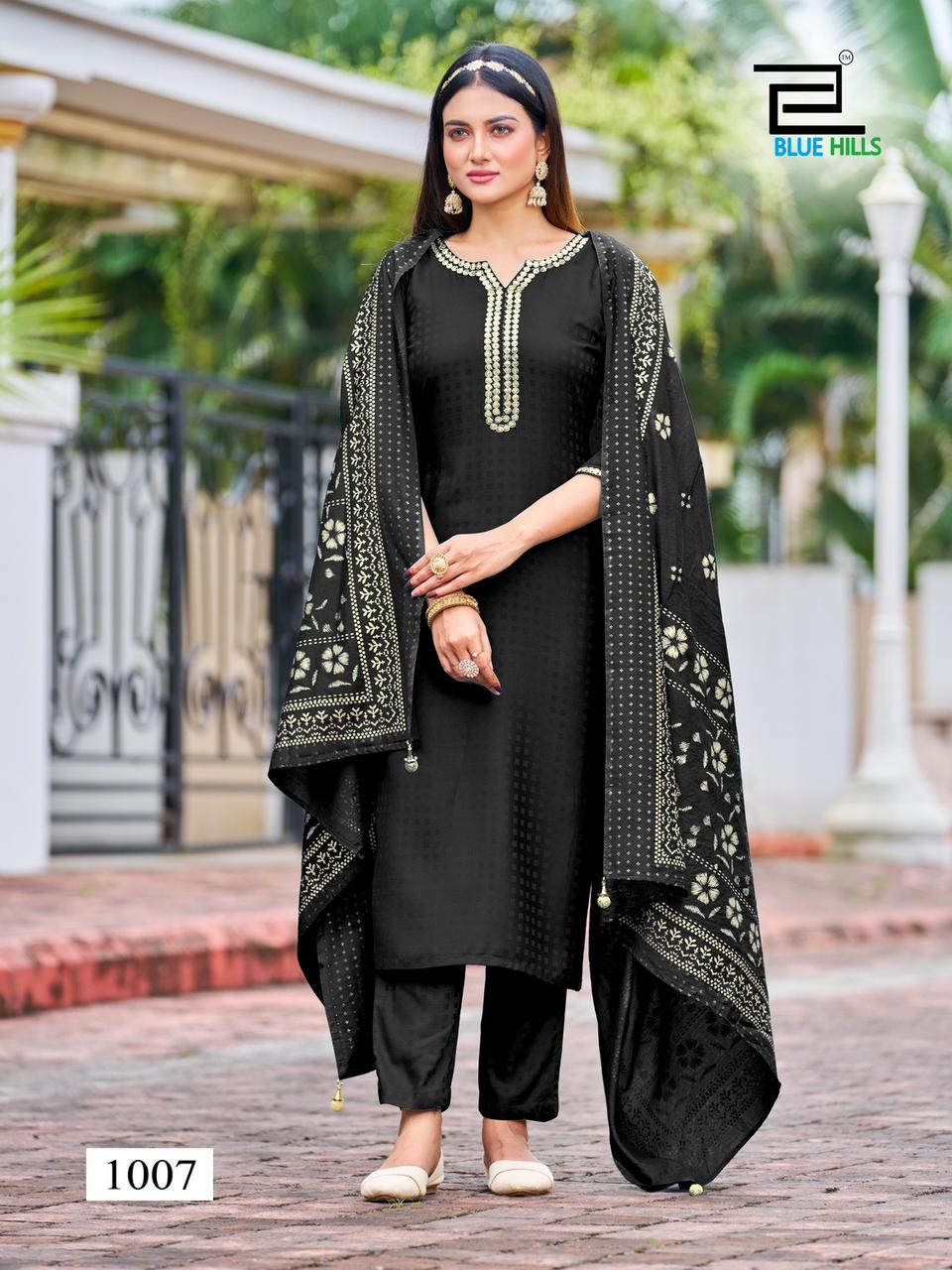 Seva Chikan Hand Embroidered Lucknowi Chikankari Black Chanderi Kurta -  Seva Chikan - 3984847