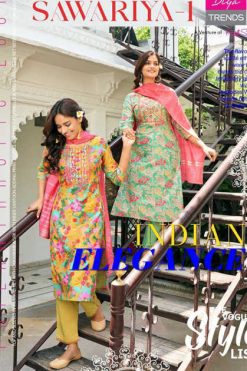 Diya Trends Sawariya Vol 1 by Kajal Style Kurti with Dupatta Bottom Muslin Catalog 8 Pcs