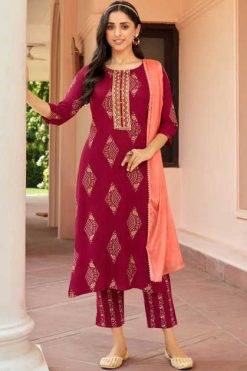 Passion Tree Harvi Vol 1 Kurti with Dupatta Bottom Rayon Catalog 8 Pcs