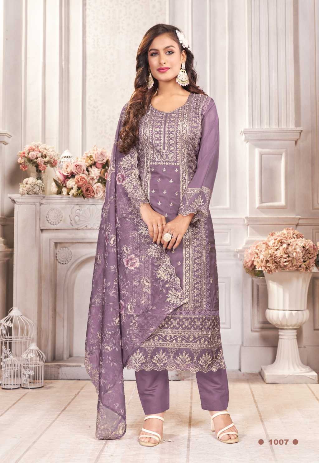 Buy Organza White Printed Readymade Anarkali Salwar Suit Online : 268518 -
