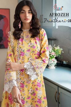 Shree Fabs Afrozeh Printkari 2023 Cotton Chiffon Salwar Suit Catalog 5 Pcs