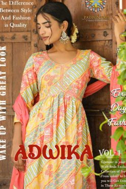Passion Tree Adwika Vol 1 Alia Cut Kurti with Dupatta Bottom Muslin Catalog 8 Pcs