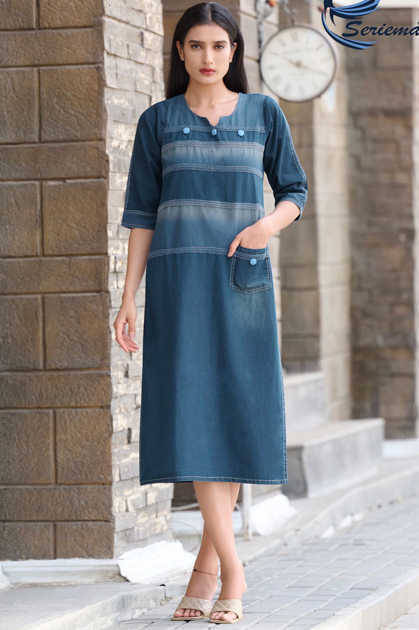 Buy Blue Denim Kurti Pant for Girls Online