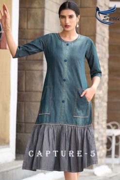 Seriema Kumb Capture Vol 5 Cotton Denim Kurti Catalog 6 Pcs