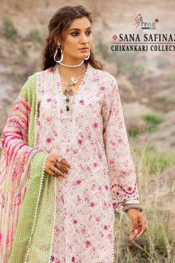 Shree Fabs Sana Safinaz Chikankari Collection Chiffon Cotton Salwar Suit Catalog 6 Pcs