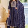 Blue Hills Trend Capture Nayra Cut Kurti with Dupatta Bottom Rayon Catalog 5 Pcs