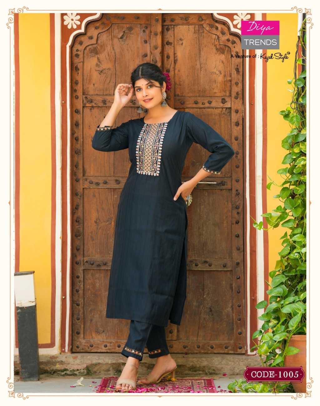 Diya Trends Satrangi Vol 1 by Kajal Style Kurti with Pant Muslin Catalog 10 Pcs 6